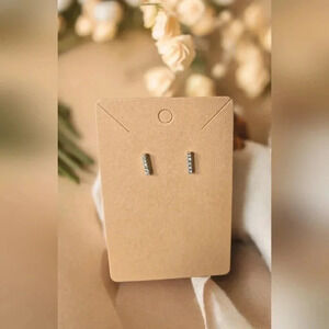 Silver Plated Rhinestone Bar Stud Earrings